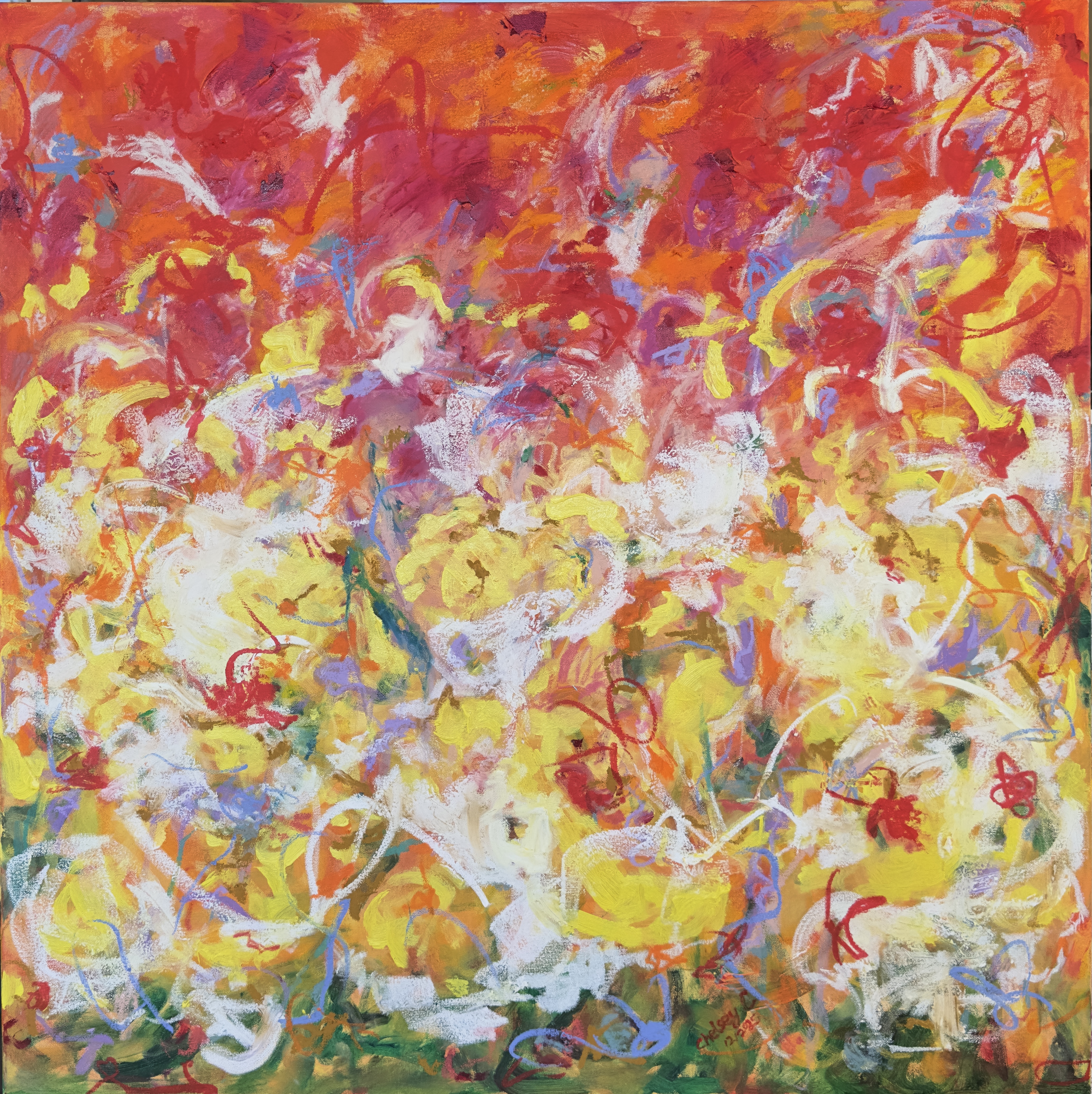 Chelsey L - Summer, Sunflowers (Mixed media on canvas, 2024)